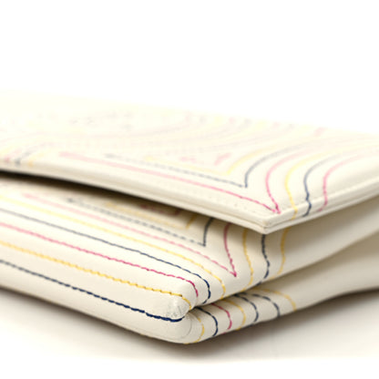 Chanel Calfskin Korean Garden Clutch With Chain White Multicolor 10 of 10