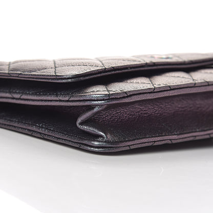 Chanel Iridescent Goatskin Quilted Wallet On Chain WOC Purple 10 of 11