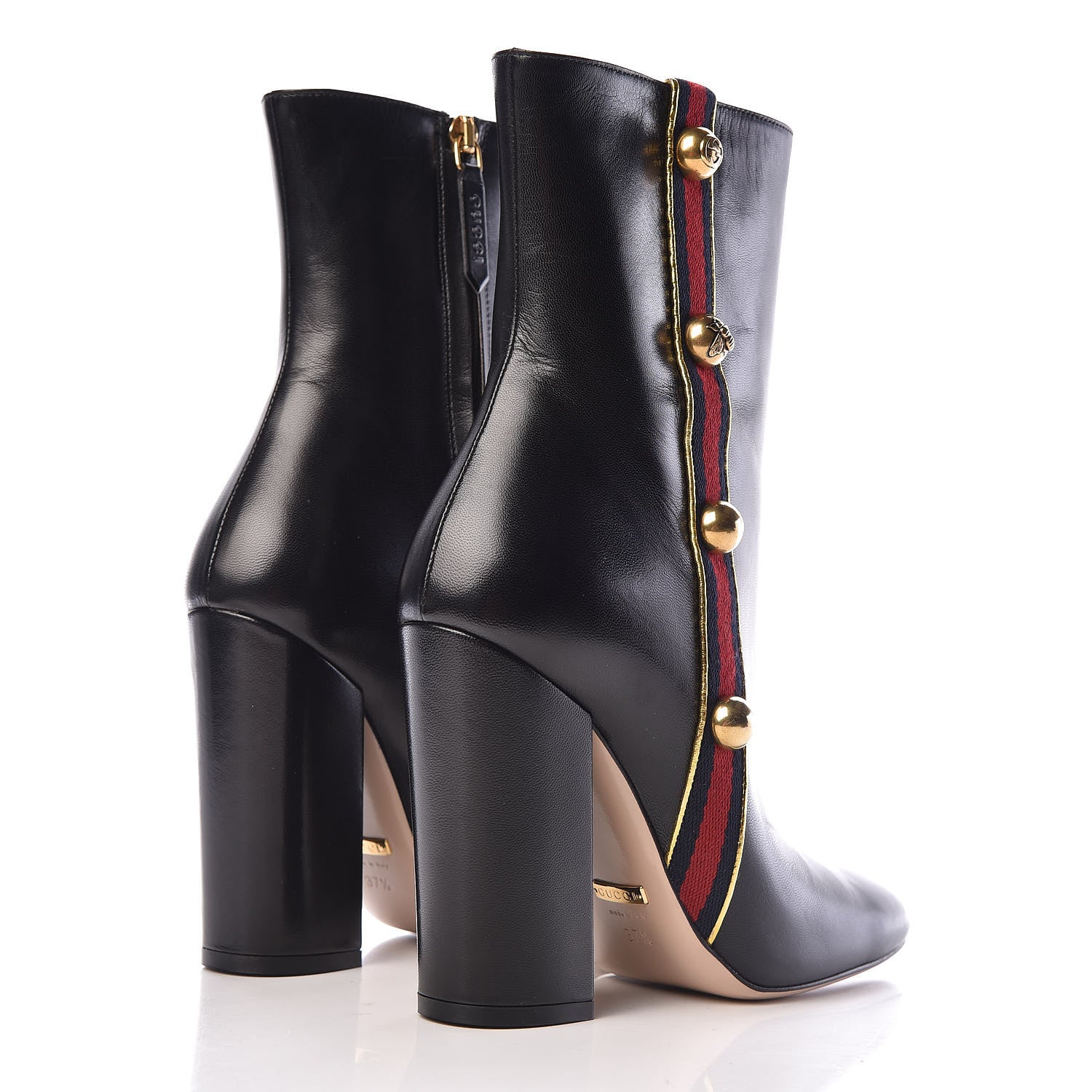 Gucci Malaga Kid Web Carly Mid Calf Boots 37.5 Black 4 of 8