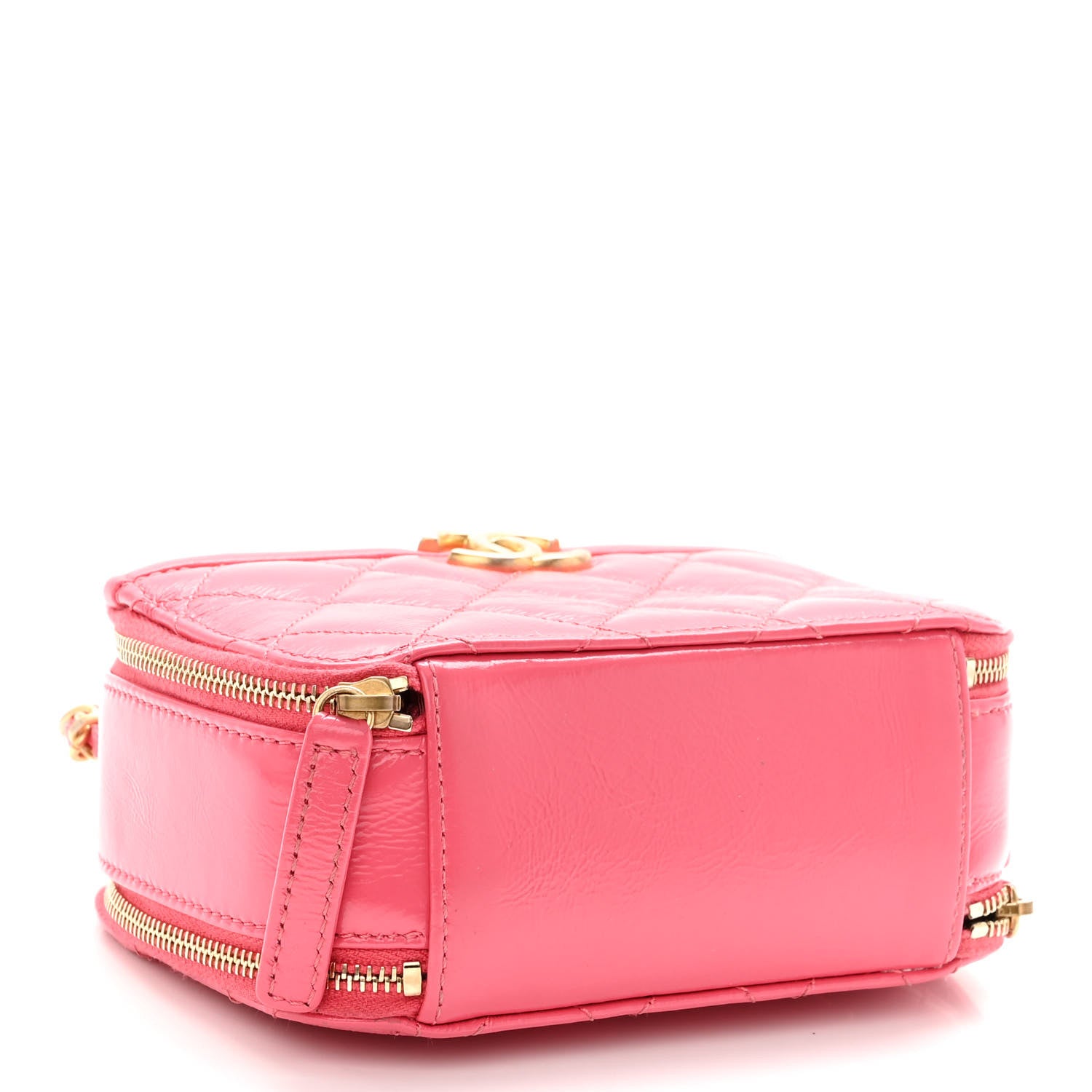 Chanel Crumpled Calfskin Quilted Mini Get Round Top Handle Vanity Case Pink 4 of 10