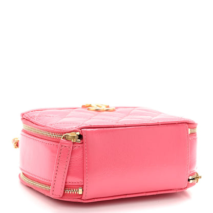 Chanel Crumpled Calfskin Quilted Mini Get Round Top Handle Vanity Case Pink 4 of 10
