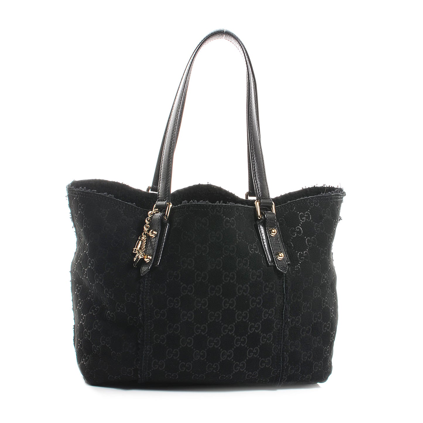 Suede Shearling Guccissima Jolicoeur Tote Black