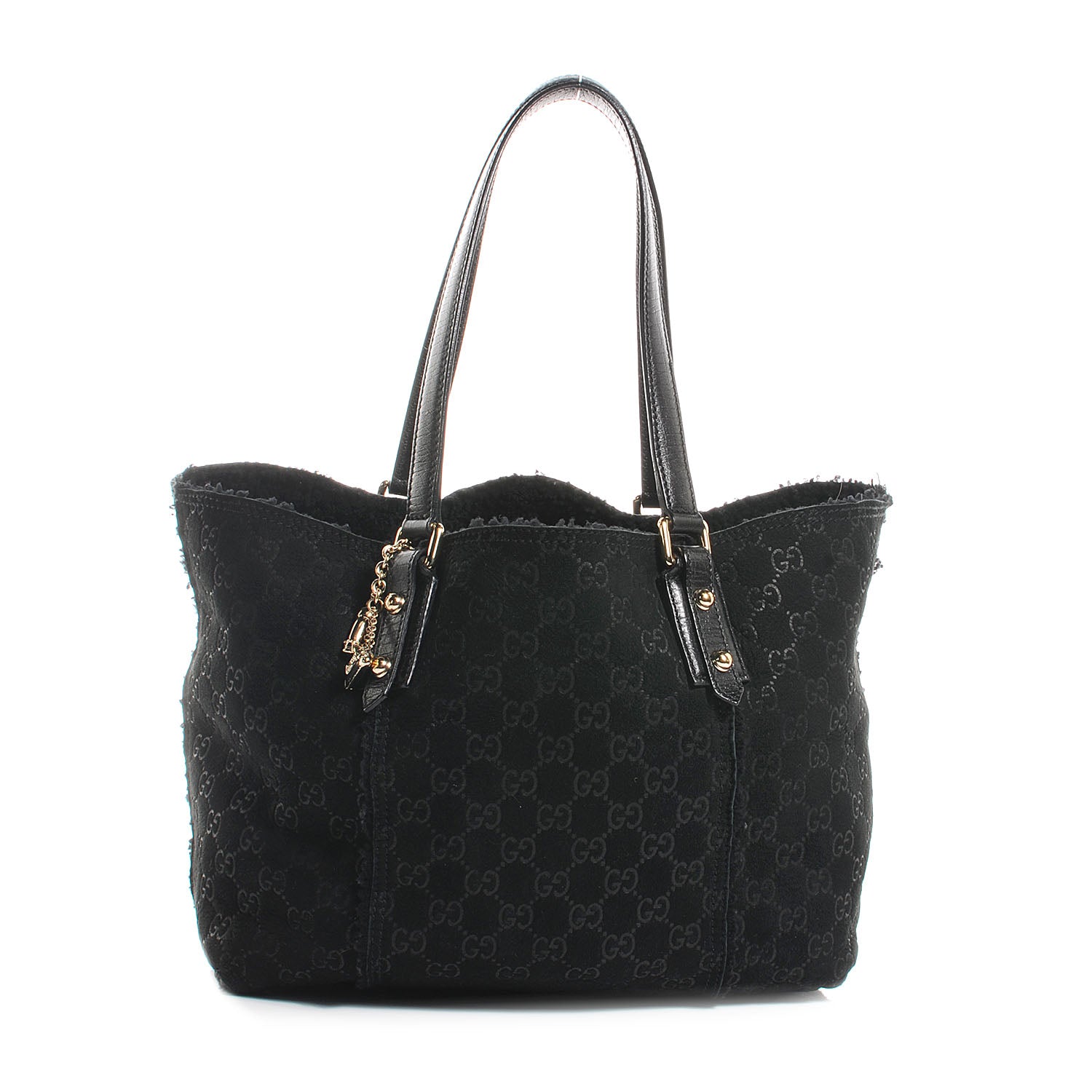 Gucci Suede Shearling Guccissima Jolicoeur Tote Black 1 of 7