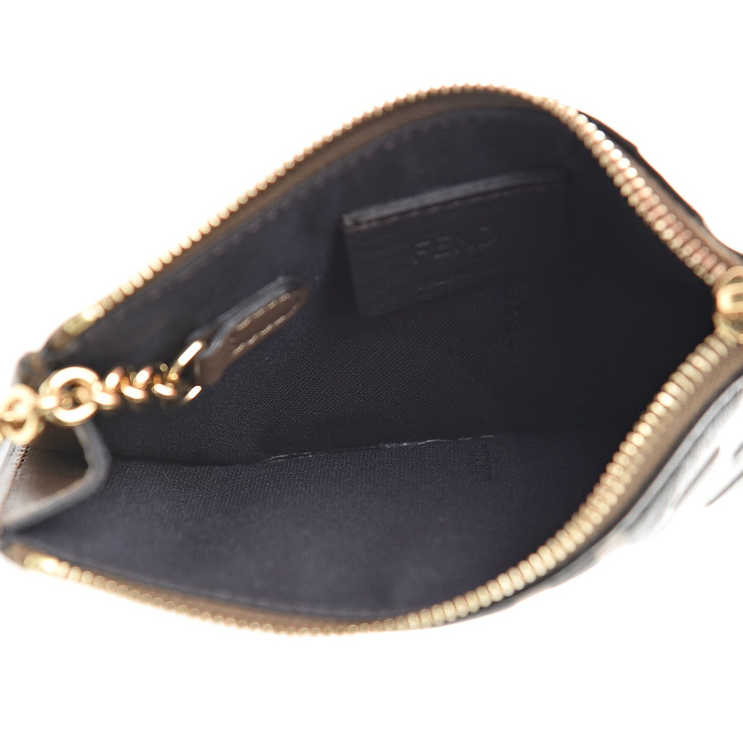 Fendi Vitello Soft F is Fendi Bi-Color FF 1974 Embossed Key Case Pouch Maya Black 5 of 8
