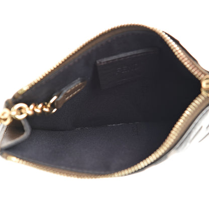 Fendi Vitello Soft F is Fendi Bi-Color FF 1974 Embossed Key Case Pouch Maya Black 5 of 8