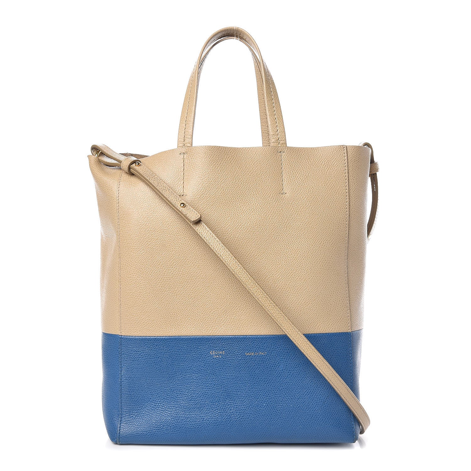 Celine Grained Calfskin Small Vertical Bi-Cabas Beige Sea 1 of 14