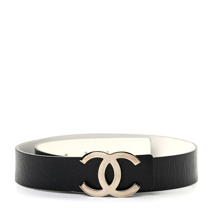 Chanel Calfskin CC Reversible Belt 75 White Black 1 of 4