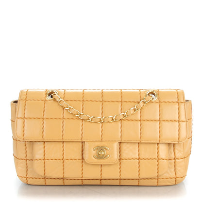 Chanel Lambskin Square Double Stitch Flap Beige 1 of 10