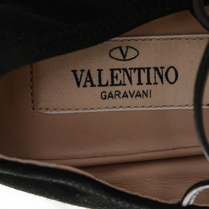Valentino Garavani Suede Rockstud Gladiator Lace Up Ballerina Flats 35.5 Black 7 of 7