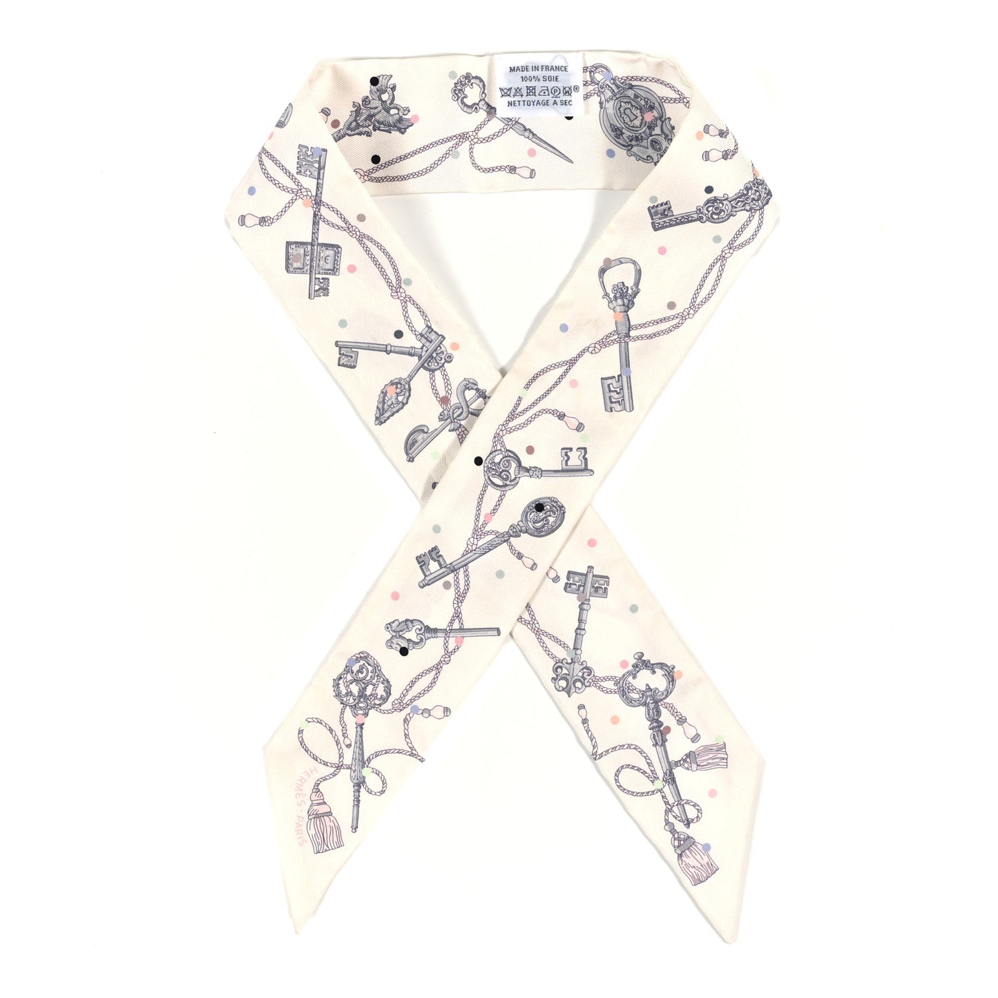 Silk Les Cles A Pois Twilly White Gris Acier