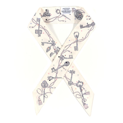 Hermes Silk Les Cles A Pois Twilly White Gris Acier 1 of 4