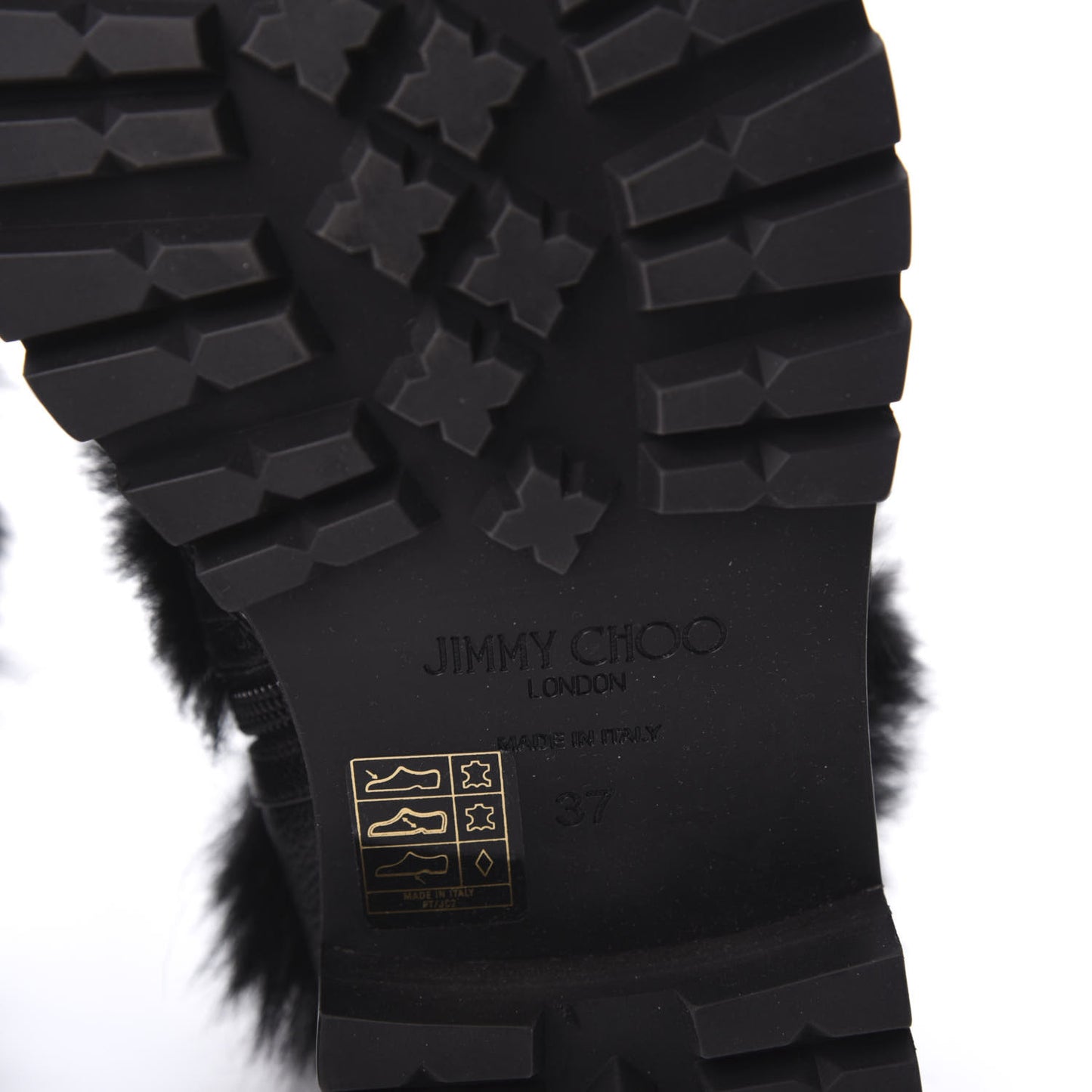 Calfskin Shearling Hank Triple Strap Boots 37 Black
