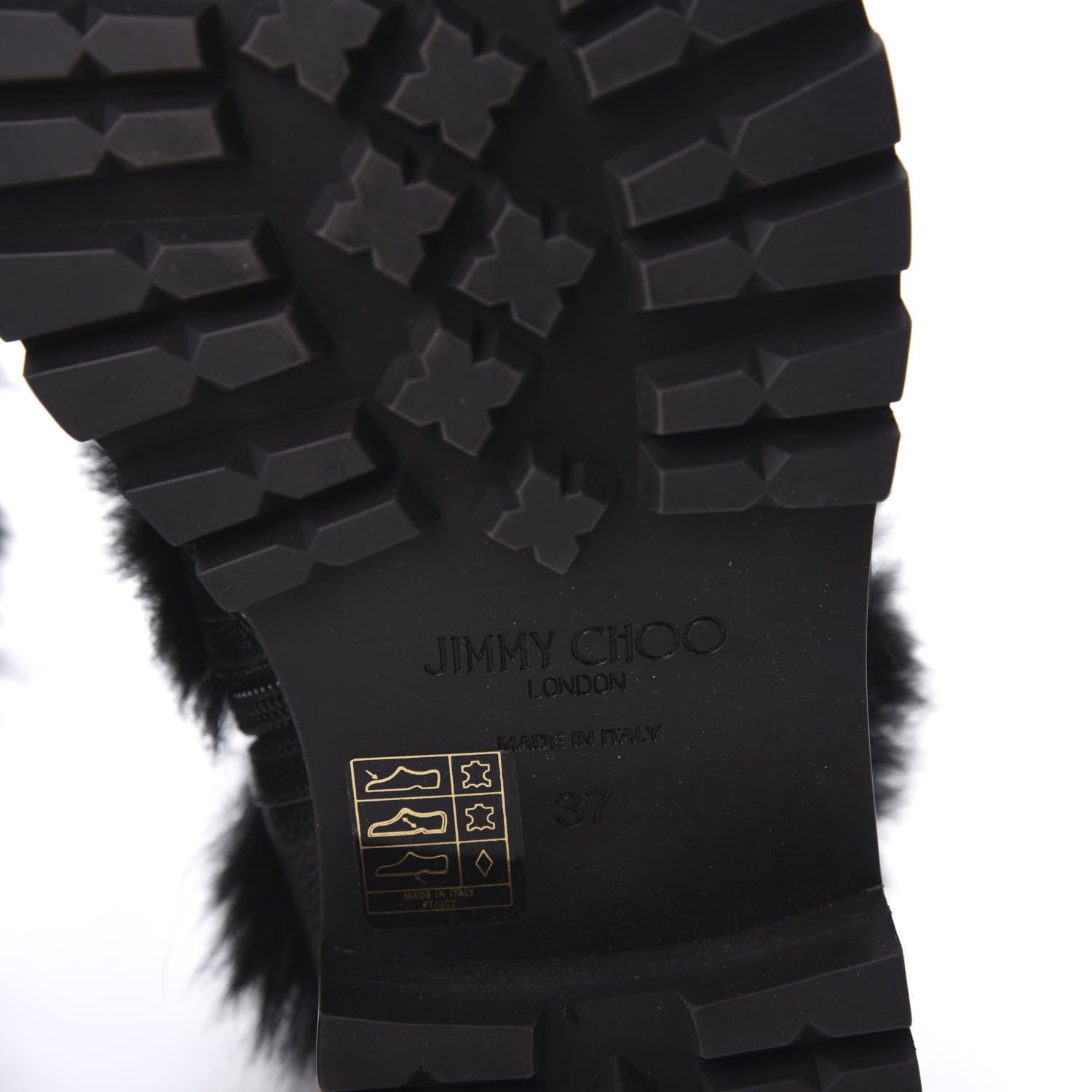 Jimmy Choo Calfskin Shearling Hank Triple Strap Boots 37 Black 7 of 9