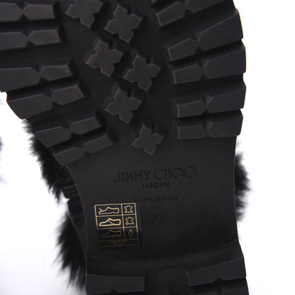 Jimmy Choo Calfskin Shearling Hank Triple Strap Boots 37 Black 7 of 9
