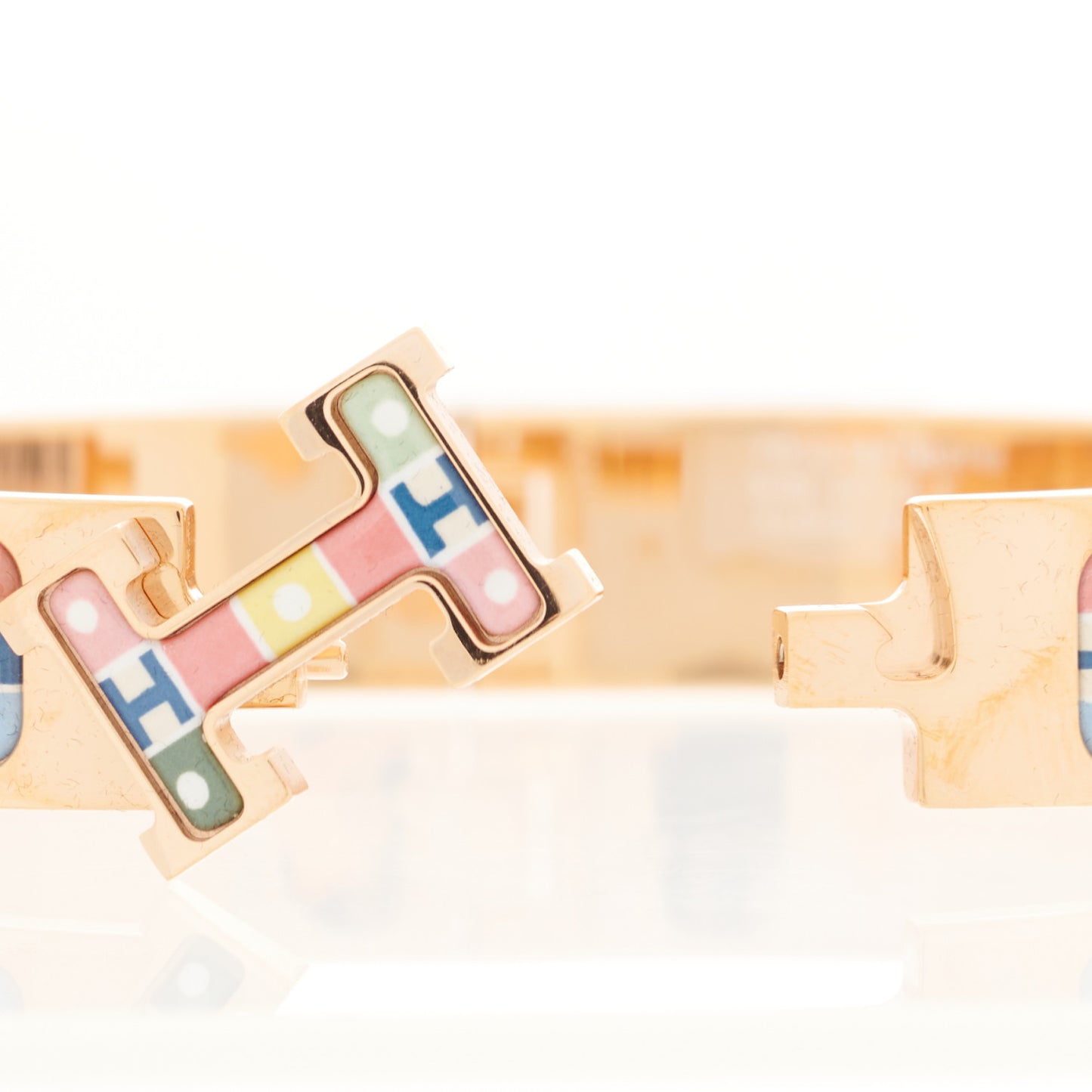 Enamel Printed Narrow Son du H Clic Clac H Bracelet PM Album De Soie