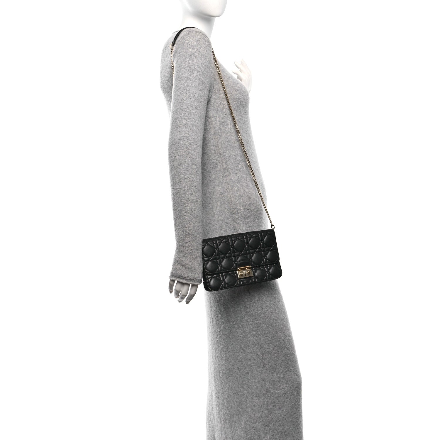 Christian Dior Lambskin Cannage Miss Dior Promenade Pouch Black 3 of 12