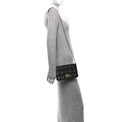 Christian Dior Lambskin Cannage Miss Dior Promenade Pouch Black 3 of 12