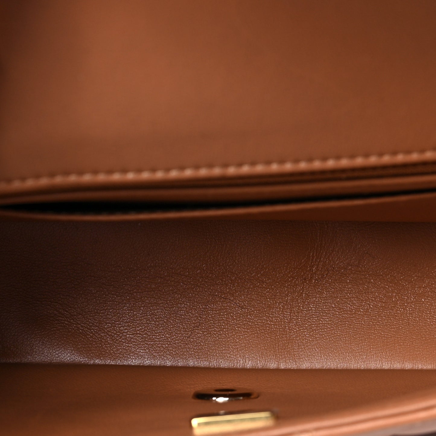 Lambskin Quilted Mini Rectangular Flap Brown