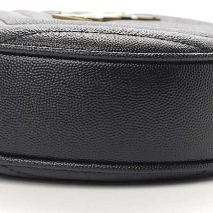 Saint Laurent Grain De Poudre Matelasse Chevron Quilted Round Vinyle Camera Bag Black 9 of 11