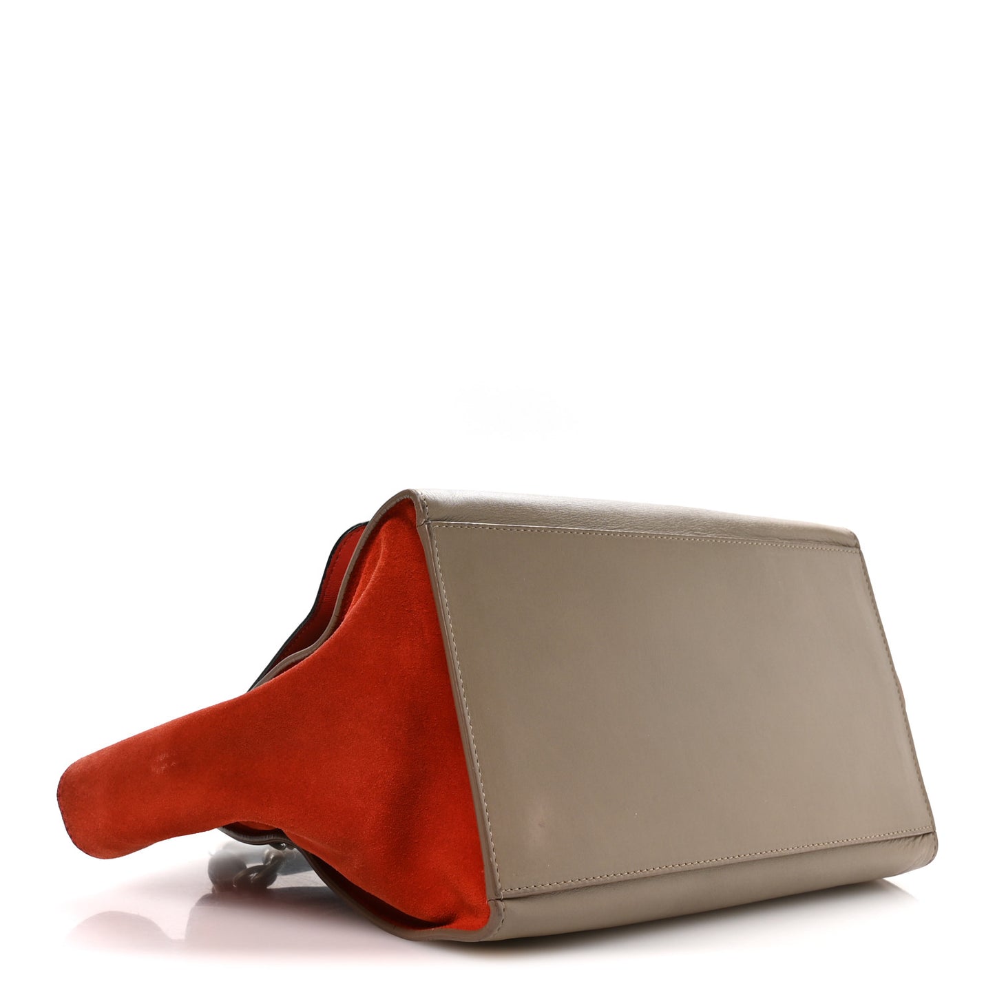 Smooth Calfskin Suede Medium Tri-Color Trapeze Orange