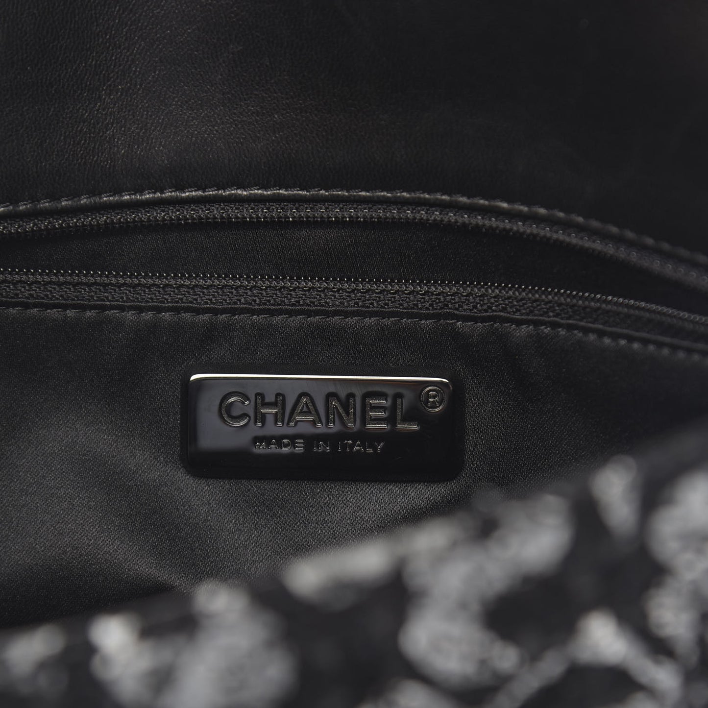 Painted Tweed Medium Single Flap Black Grey