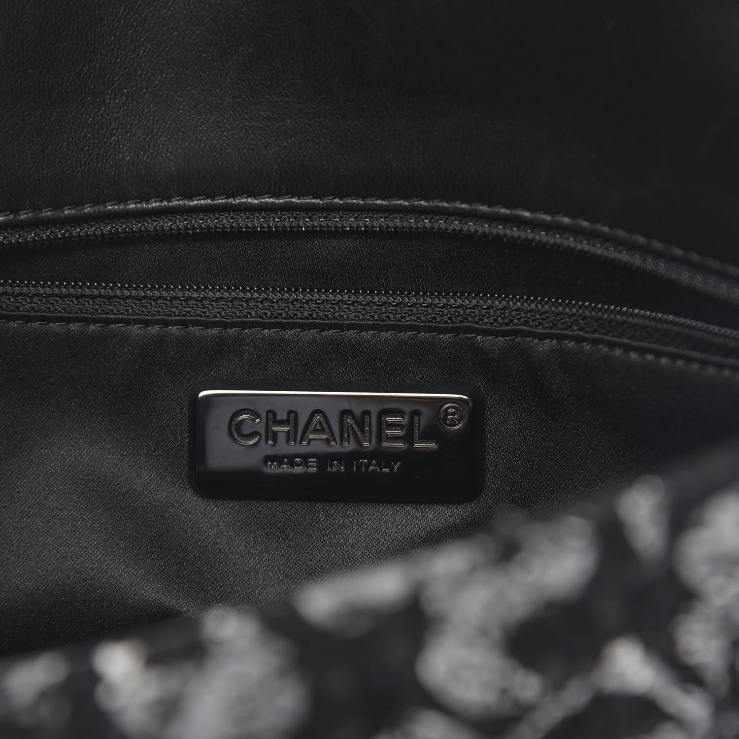Chanel Painted Tweed Medium Single Flap Black Grey 6 of 11