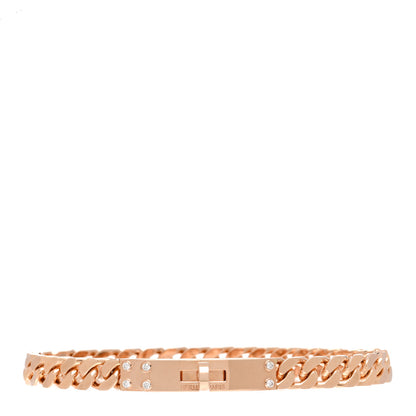 Hermes 18K Rose Gold Diamond PM Kelly Chaine Bracelet LG 1 of 4