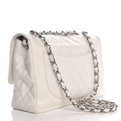 Chanel Caviar Quilted Jumbo Single Flap White 3 of 12