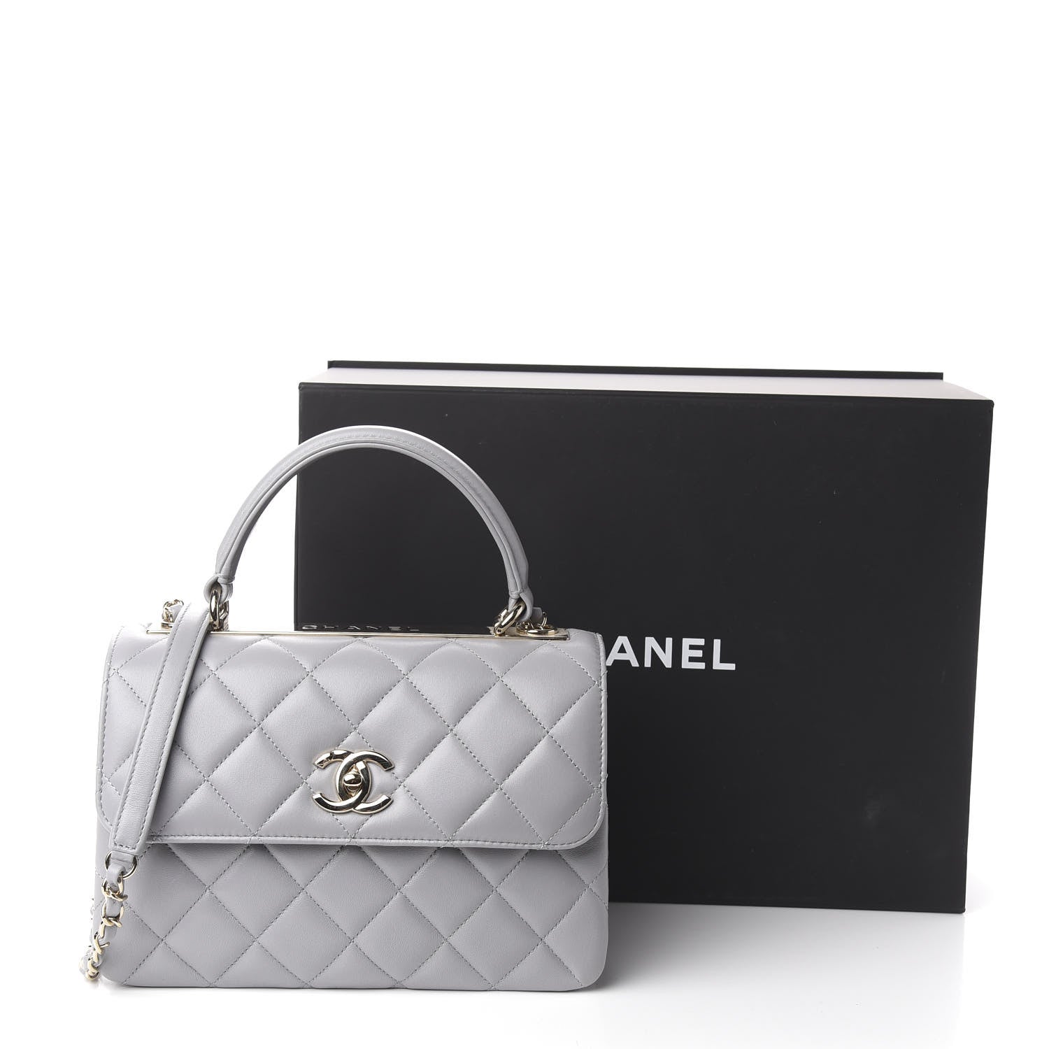 Chanel Lambskin Quilted Small Trendy CC Flap Dual Handle Bag Grey 14 of 14