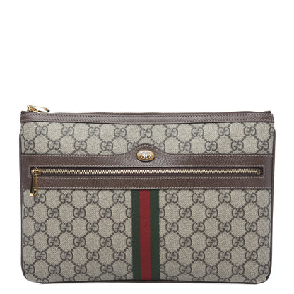 Gucci GG Supreme Monogram Large Ophidia Pouch Clutch Brown 1 of 7