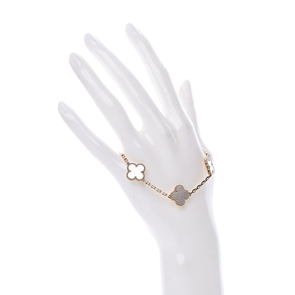 Van Cleef & Arpels 18K Yellow Gold Mother of Pearl 5 Motifs Vintage Alhambra Bracelet 2 of 7
