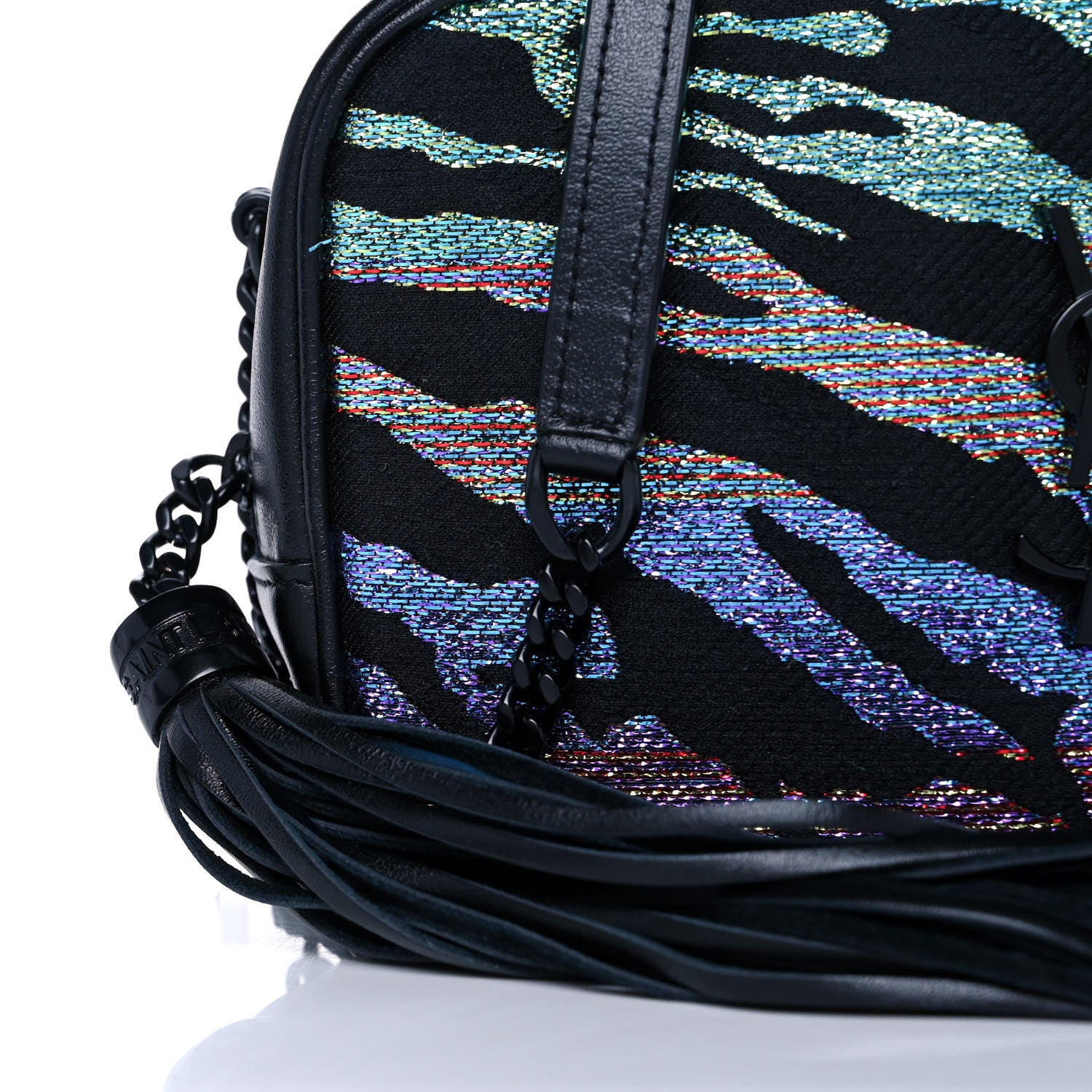 Saint Laurent Canvas Calfskin Metallic Tiger Print Monogram Lou Camera Bag Multicolor 9 of 14