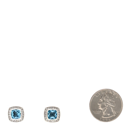 David Yurman Sterling Silver Diamond Blue Topaz 7mm Petite Albion Earrings 2 of 4