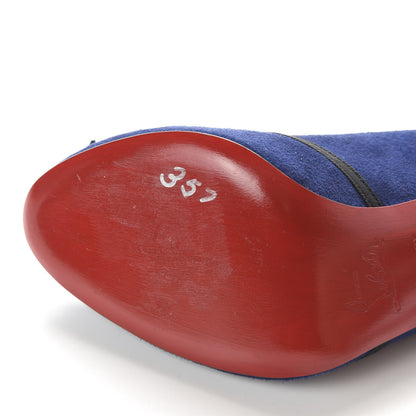 Christian Louboutin Suede Grosgrain Bow 120 Pumps 36 Navy Black 8 of 8