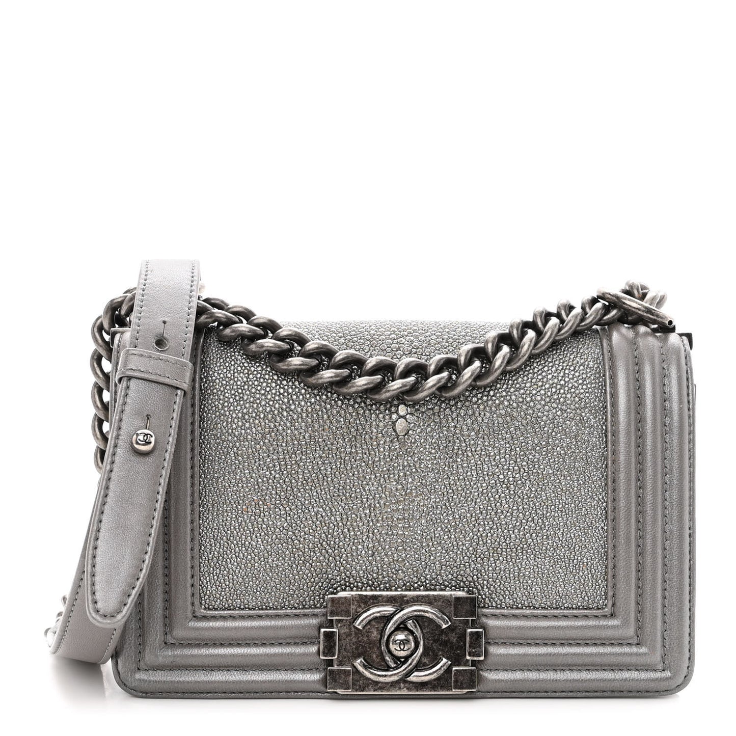 Galuchat Stingray Small Boy Flap Silver