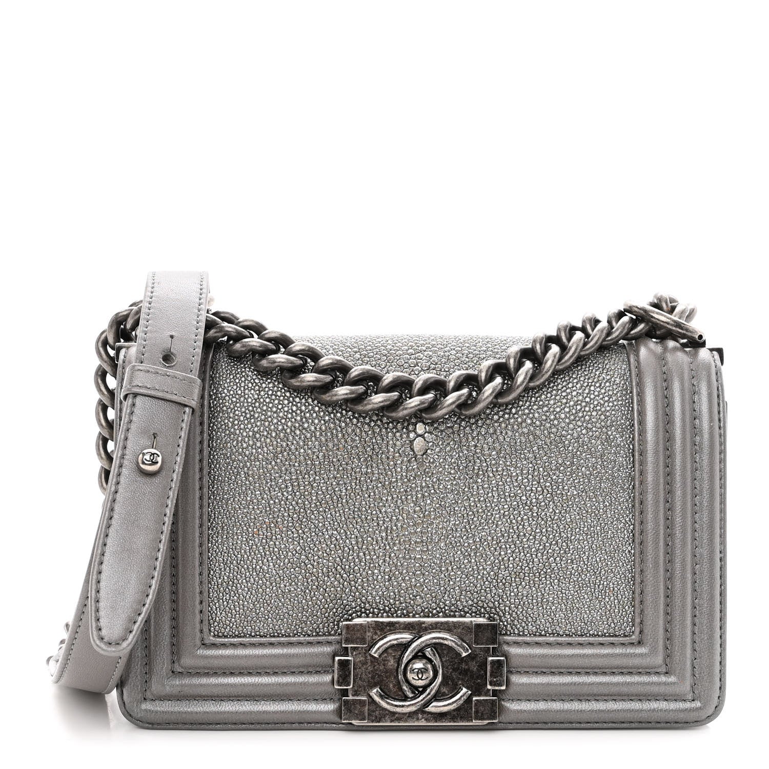 Chanel Galuchat Stingray Small Boy Flap Silver 1 of 11