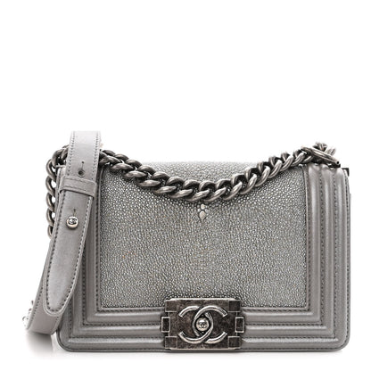 Chanel Galuchat Stingray Small Boy Flap Silver 1 of 11