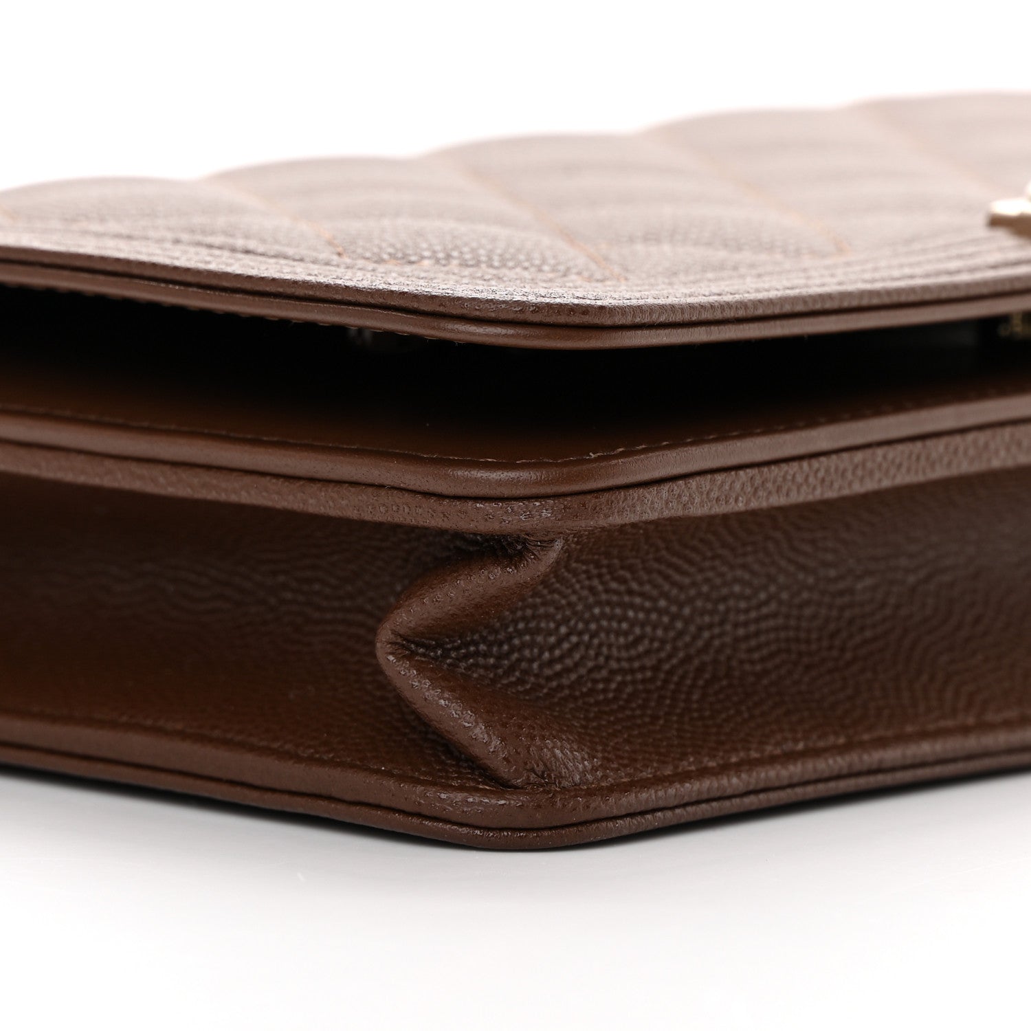 Chanel Caviar Quilted Boy Wallet On Chain WOC Dark Brown 10 of 14