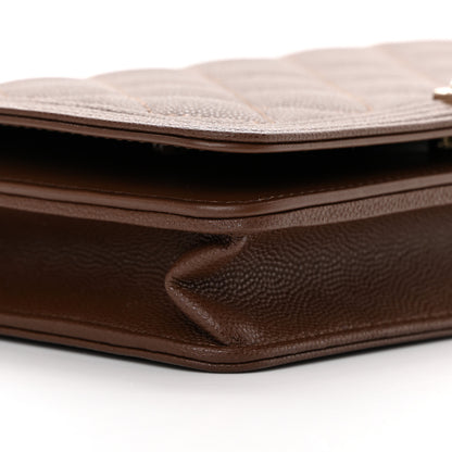 Chanel Caviar Quilted Boy Wallet On Chain WOC Dark Brown 10 of 14
