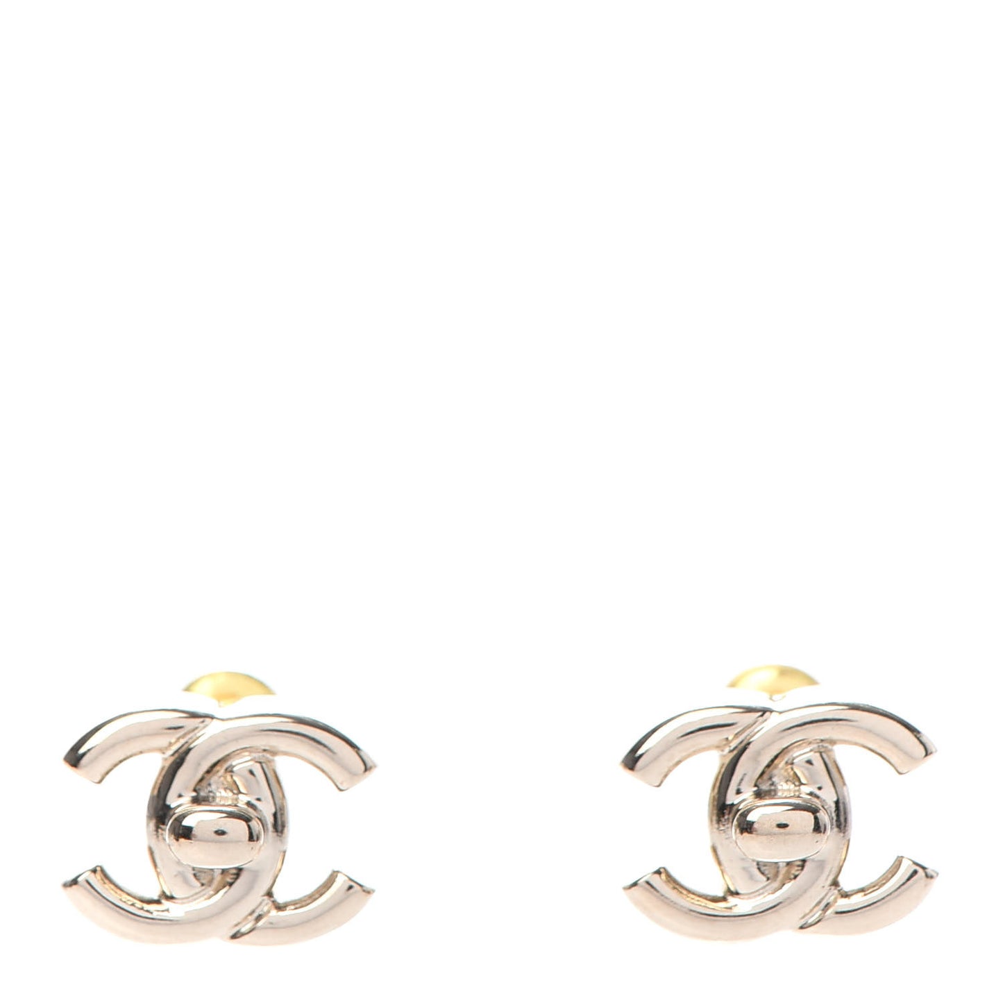 Metal CC Turnlock Earrings Gold