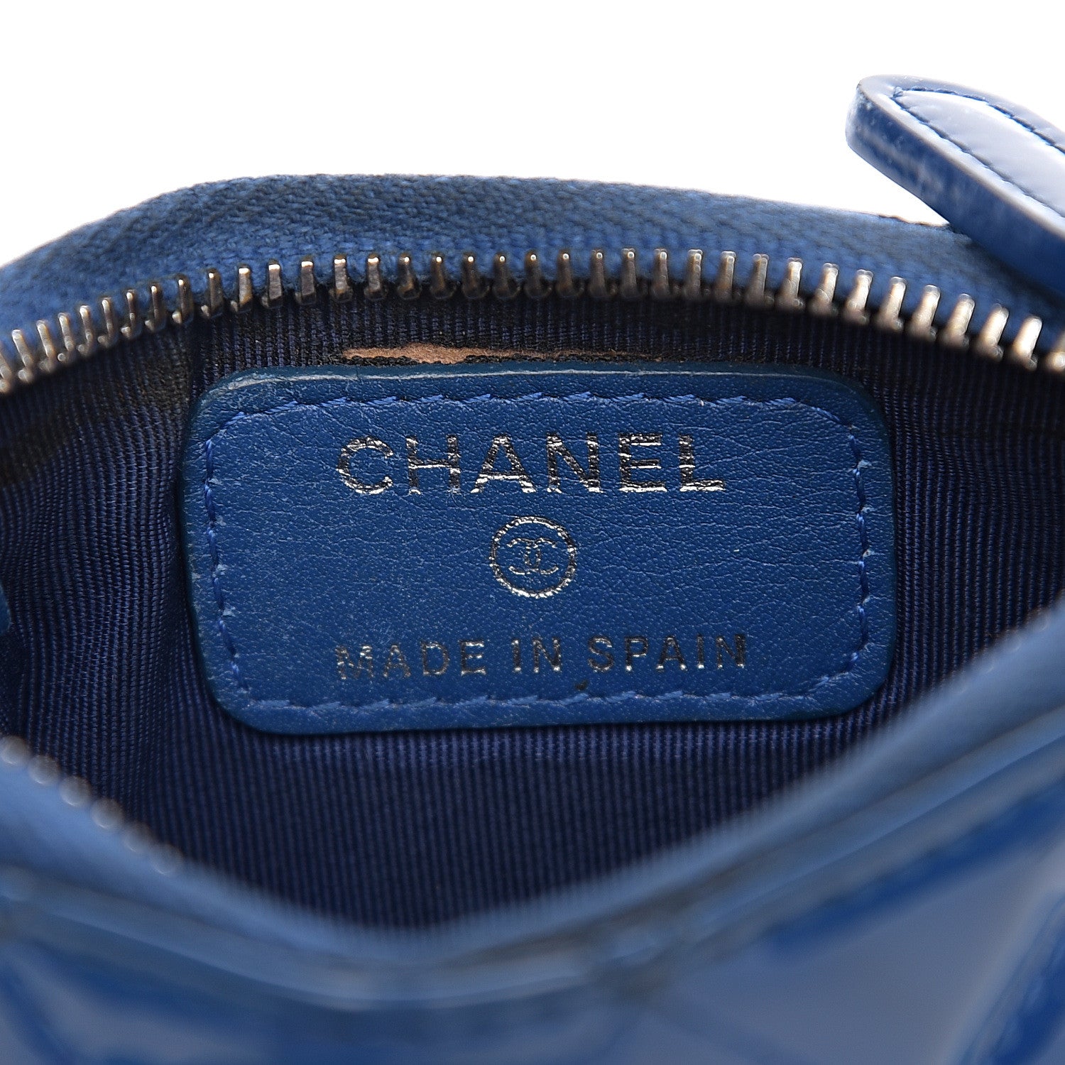Chanel Patent Quilted Key Holder Case Dark Blue 7 of 9