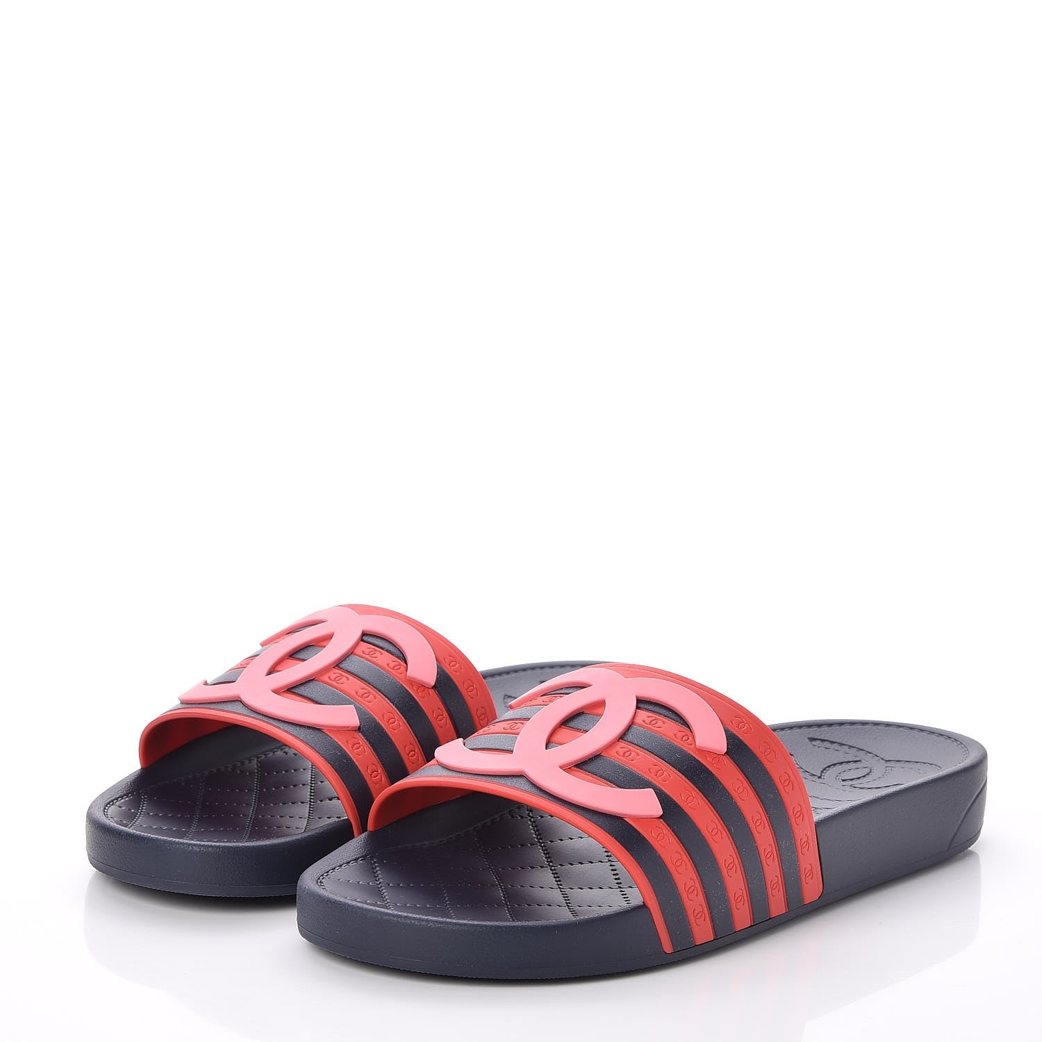 Chanel Rubber CC Flat Slide Sandals 39 Pink Red 3 of 8