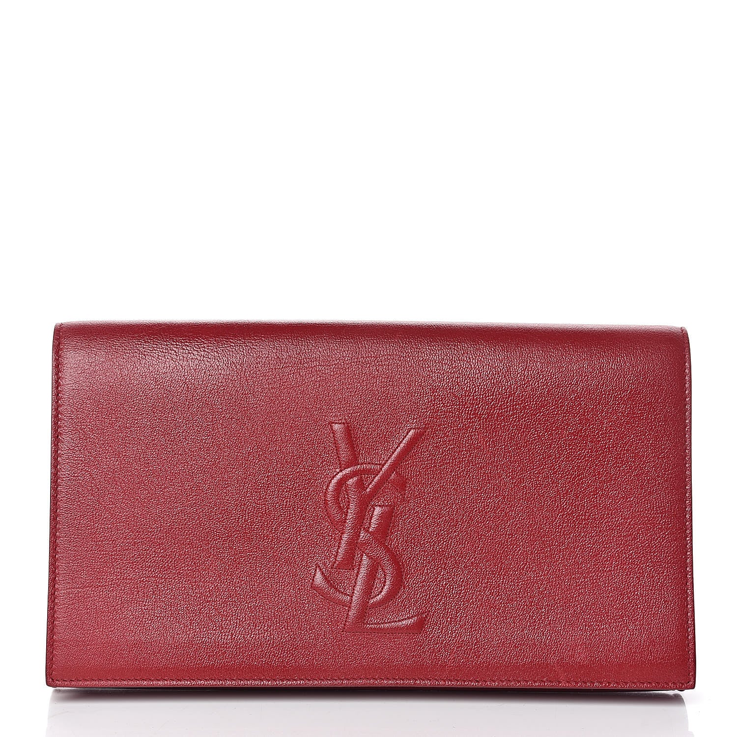 Saint Laurent Calfskin Monogram Large Belle De Jour Clutch Red 1 of 13
