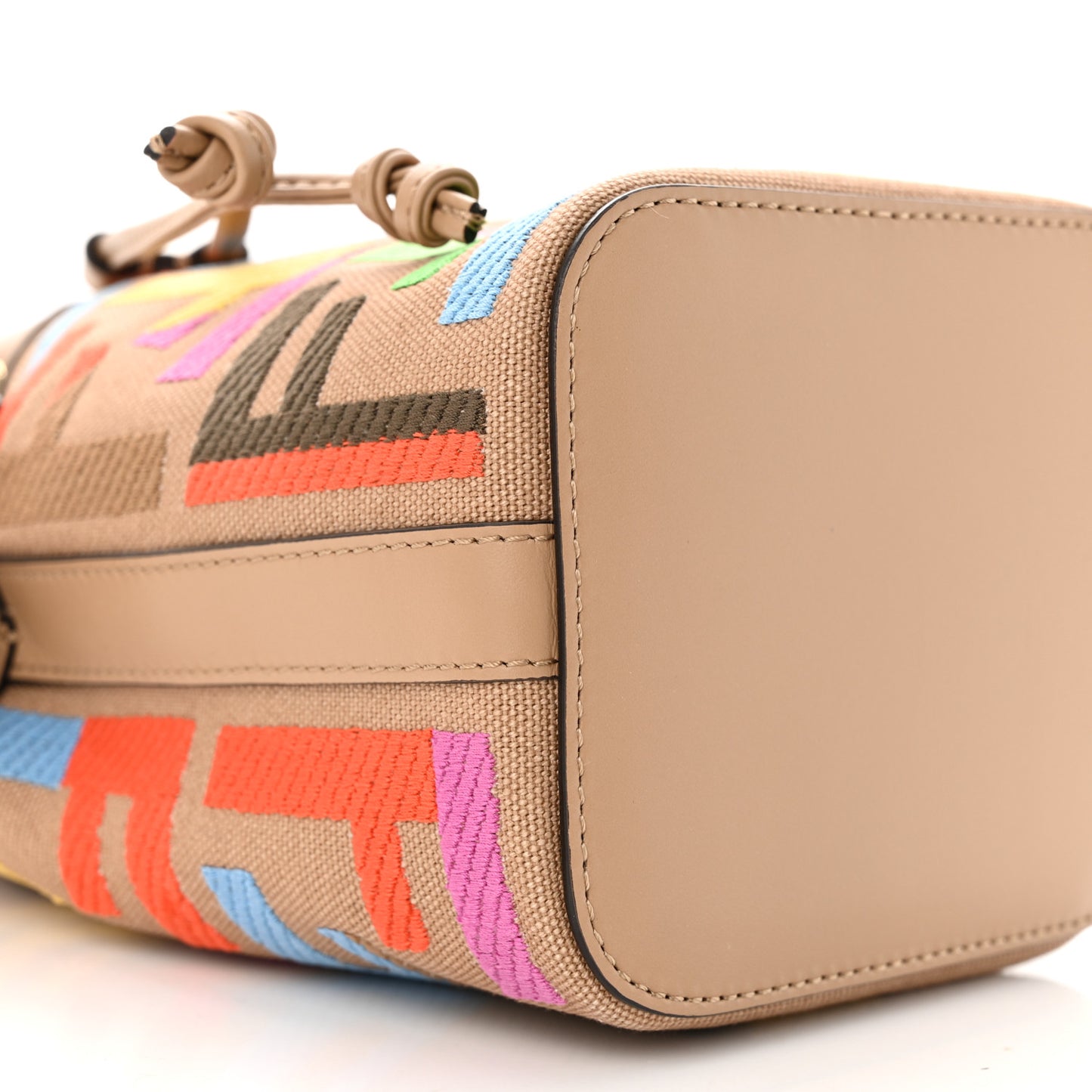 Canvas Vitello King F is Fendi FF Multicolor Embroidered Mini Mon Tresor Bucket Bag Multicolor Cuoio