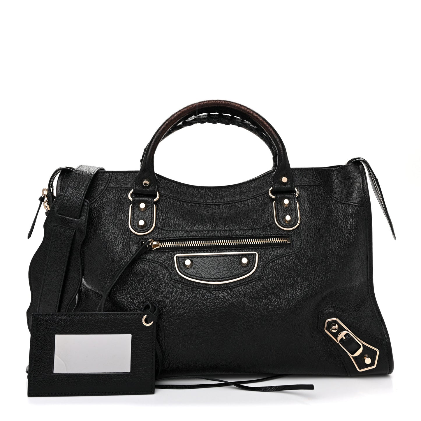 Chevre Gold Metallic Edge Hardware City Black Black