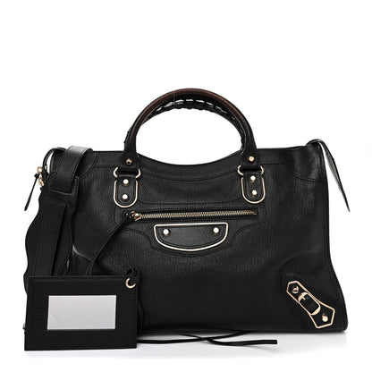 Balenciaga Chevre Gold Metallic Edge Hardware City Black Black 3 of 12