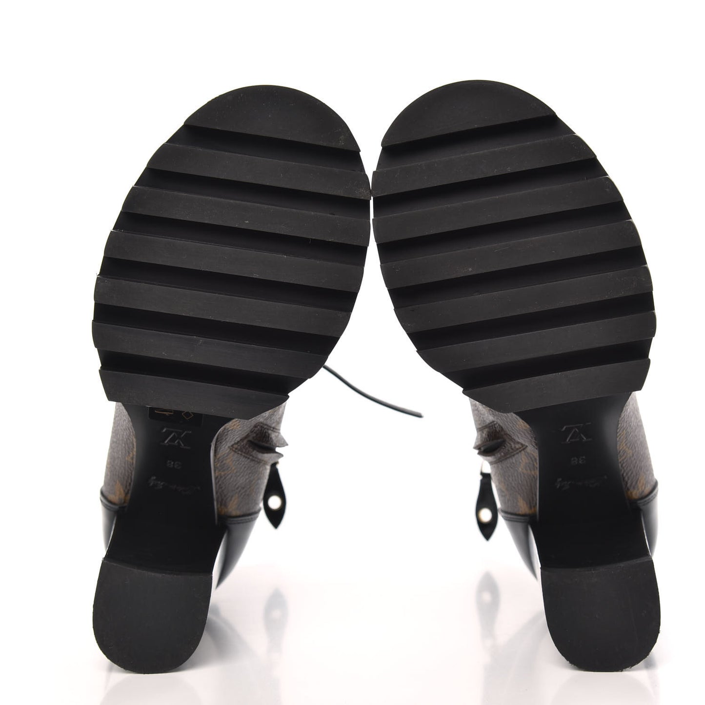 Patent Calfskin Monogram Star Trail Ankle Boots 38 Black