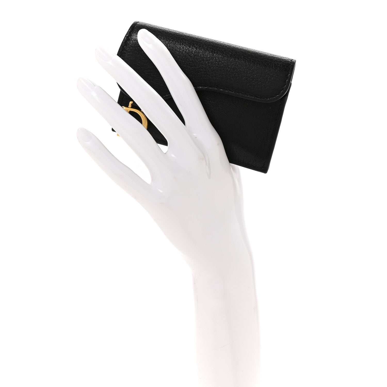 Christian Dior Goatskin Saddle Card Holder Black 2 of 9