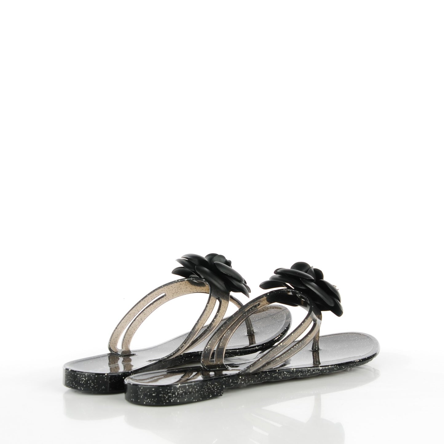 Jelly Camellia Thong Sandals 39 Black