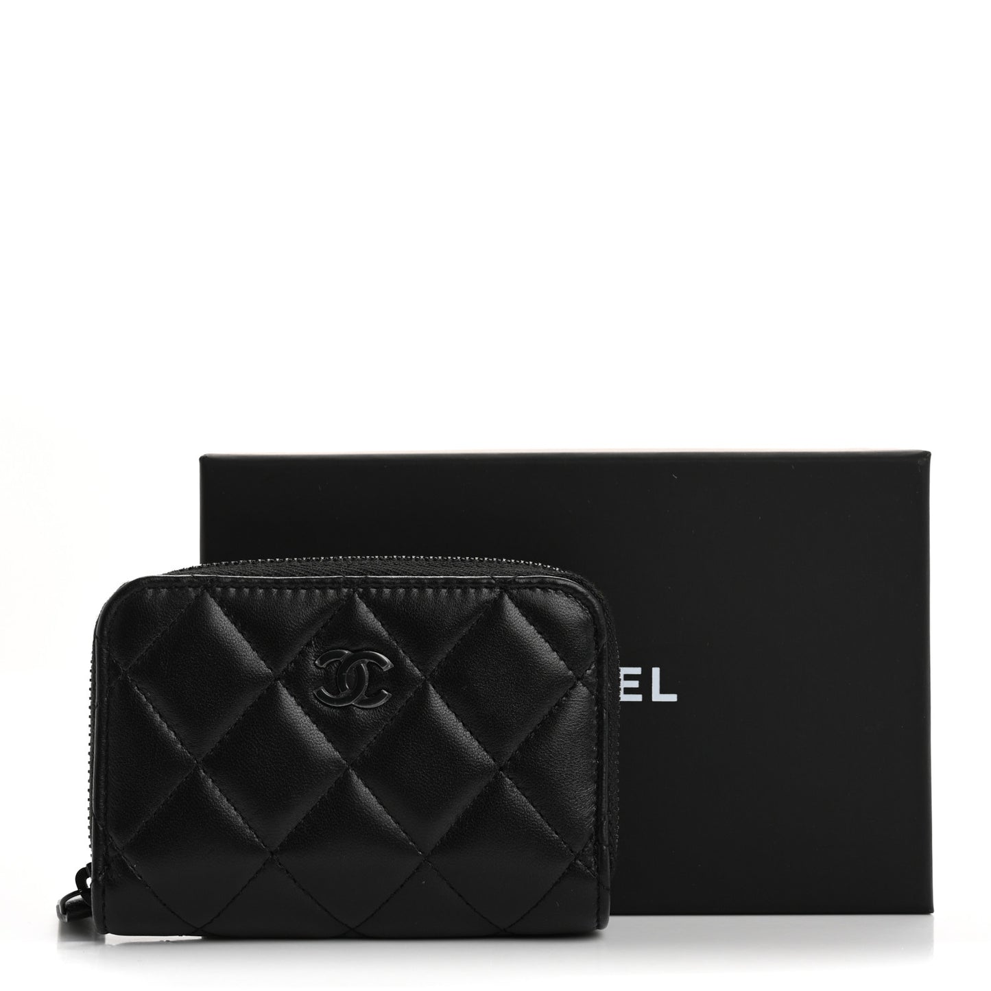 Lambskin Quilted Zip Coin Purse So Black